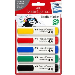 Faber-Castell - Marcatore - per tessuto - 1-2-5 mm (pacchetto di 5)