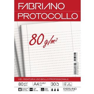 Fabriano CARTA PROTOCOLLO A4 80g 30ff - RIG USO BOLLO