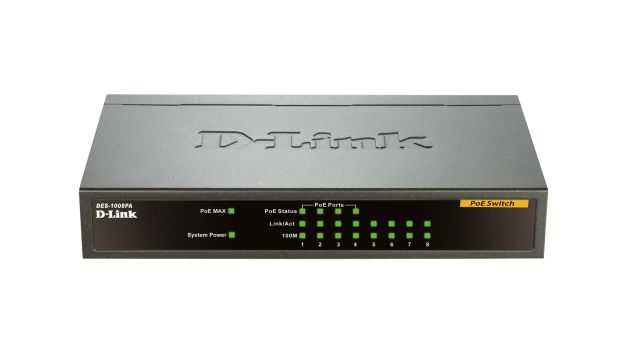 D-Link DES 1008PA - Switch - unmanaged - 4 x 10/100 (PoE) + 4 x 10/100 - deskto…