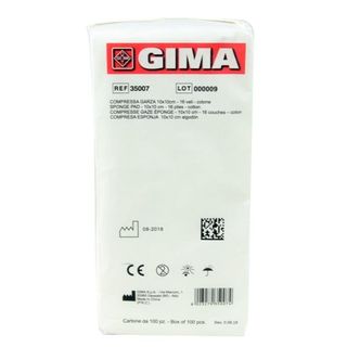 GIMA COMPRESSA GARZA 10X10 CM IN COTONE BIANCO CONF 100 Pz.