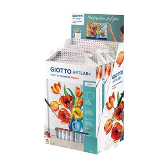 GIOTTO ART LAB NUMBER FLOWERS KIT CREATIVO CON TELA NUMERATA 10 TUBETTI TEMPERE…