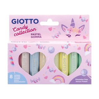 GIOTTO CANDY COLLECTION GOMMA SUPER TRENDY COLORI PASTELLO ASSORTITI CONF 8 Pz.