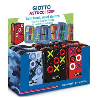 GIOTTO ESPOSITORE ASTUCCIO 3 SCOMPARTI CHIUSURA A ZIP CON RIEMPIMENTO COLORI AS…