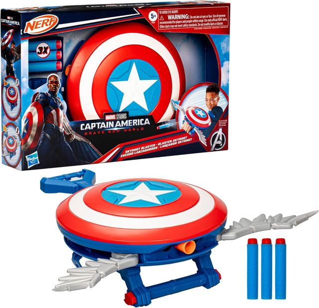 HASBRO - NERF MARVEL AVENGERS CAPTAIN AMERICA BRAVE NEW WORLD BLASTER SKYSHOT