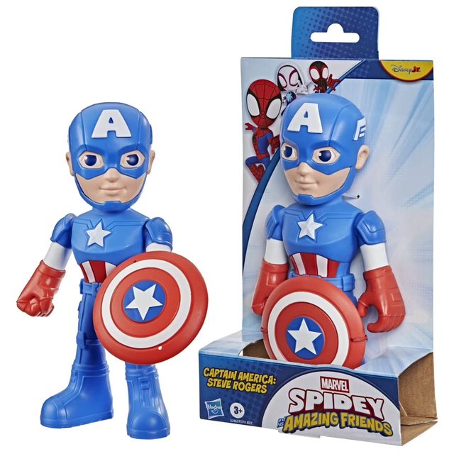 HASBRO - Spidey And His Amazing Friends - SPIDEY FIGURA MEGA CAPTAIN AMERICA