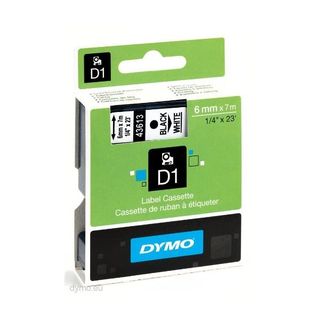 DYMO D1 - Poliestere - autoadesivo - nero su bianco - Rotolo (0,6 cm x 7 m) 1 c…