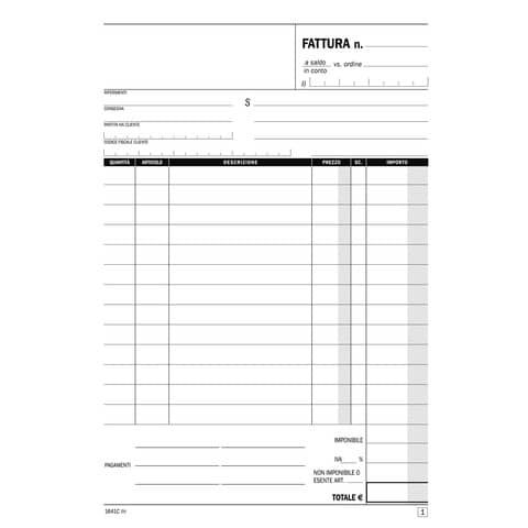 Data Ufficio - Blocco aliquota 1 fattura - 50 fogli - 148 x 215 mm - duplicato …