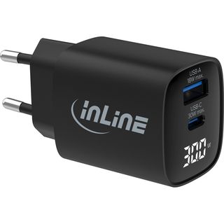 InLine Alimentatore USB PD 30W GaN con display - Caricatore USB-C + USB-A PD 3.…