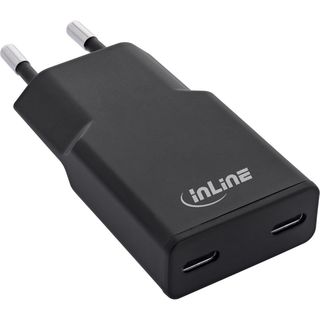 InLine Caricatore USB-C 30W GaN Doppio USB-C PD/PPS - Nero