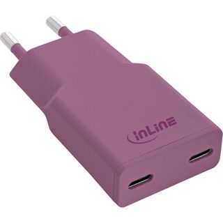InLine Caricatore USB-C 30W GaN Doppio USB-C PD/PPS - Wild Berry Viola