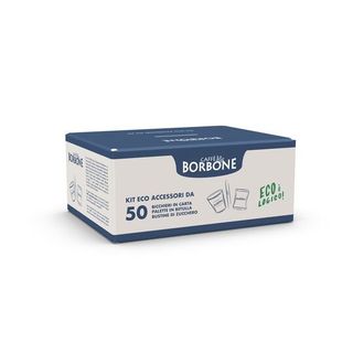 KIT ACCESSORI ECOLOGICO 50PZ BICCHIERINI DI CARTA + PALETTE + BUSTINE ZUCCHERO