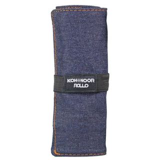 KOH-I-NOOR ASTUCCIO ARROTOLABILE IN JEANS 24 SCOMPARTI CHIUSURA CON VELCRO BLU …