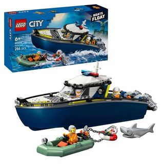 LEGO CITY INSEGUIMENTO DEL MOTOSCAFO DELLA POLIZIA CON 2 BARCHE 3 MINIFIGURE E …
