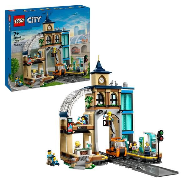 LEGO CITY STAZIONE CENTRALE CON VEICOLO DI MANUTENZIONE CON ASCENSORE BIGLETTER…