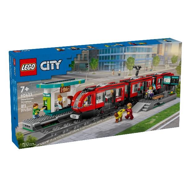 LEGO CITY TRAM E FERMATA DEL TRAM CON STAZIONE E VAGONI CON 6 MINIFIGURE