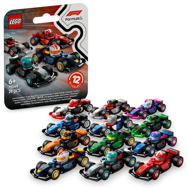 LEGO MINIFIGURES MONOPOSTO DI F1 DA COLLEZIONE CASCHI DEI PILOTI E RUOTE MOBILI…