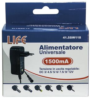 LIFE ALIMENTATORE UNIVERSALE 3-12V 1500MA 18W