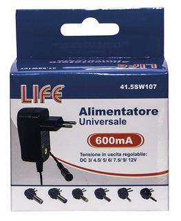 LIFE ALIMENTATORE UNIVERSALE 3-12V 600MA 7.2W