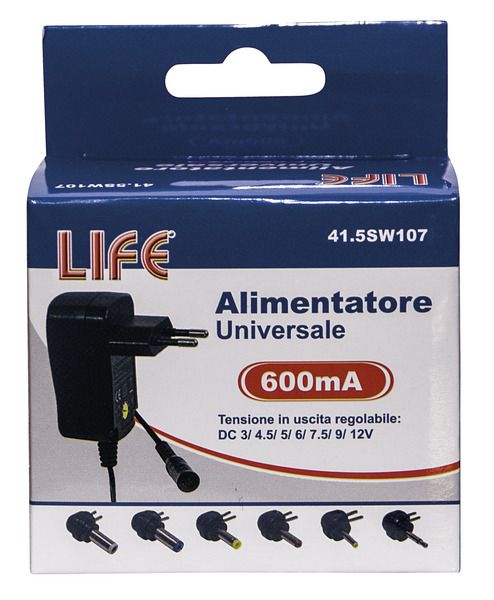 LIFE ALIMENTATORE UNIVERSALE 3-12V 600MA 7.2W