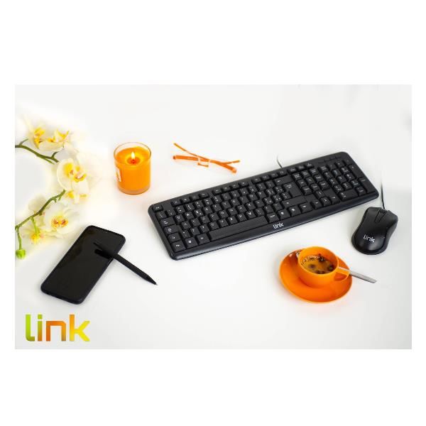 LINK LKTAST08 KIT TASTIERA E MOUSE OTTICO CON CAVO USB 800 DPI BLACK