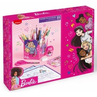 MAPED GIFT BOX BARBIE CON PASTELLI PENNARELLI TEMPERAMATITE FORBICI GOMMA FOGLI…