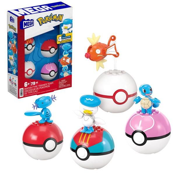 MATTEL MEGA POKEMON POKEBALL TIPO ACQUA SET DA COSTUIRE CON 4 POKEMON E 4 POKEB…