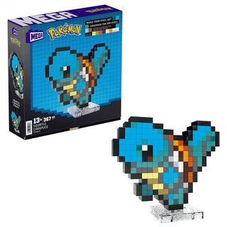 MATTEL MEGA POKEMON SHOWCASE SQUIRTLE SET IN STILE RETRO' PIXELATO DA COSTRUIRE