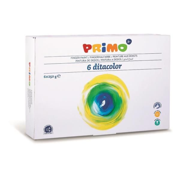Ditacolor Colori a dita - 250ml - colori assortiti - Primo - box 6 barattoli