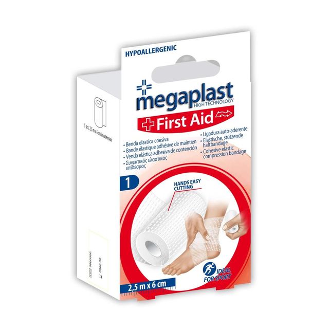 MEGAPLAST FIRST AID ML 1BENDA ELASTICA COESIVA 2.5MX6CM 1PZ=(1PZ)