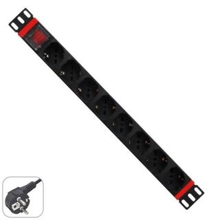 MULTIPRESA 19 POLLICI 1U CON 8 PRESE UNIVERSALI CON INTERRUTTORE LUMINOSO E SPI…