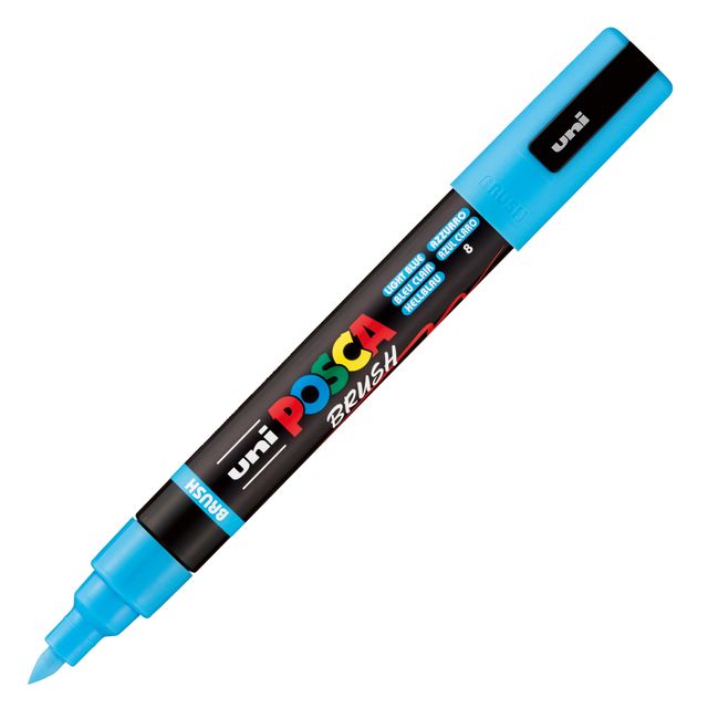 Marcatore a tempera Uni Posca con punta a pennello semi-flessibile 1-4 mm azzur…