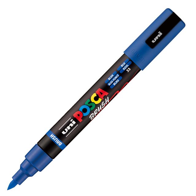 Marcatore a tempera Uni Posca con punta a pennello semi-flessibile 1-4 mm blu M…