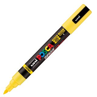 Marcatore a tempera Uni Posca con punta a pennello semi-flessibile 1-4 mm giall…