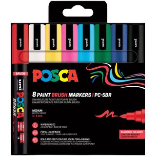 Marcatore a tempera Uni Posca con punta a pennello semi-flessibile 1-4 mm in co…