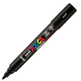 Marcatore a tempera Uni Posca con punta a pennello semi-flessibile 1-4 mm nero …