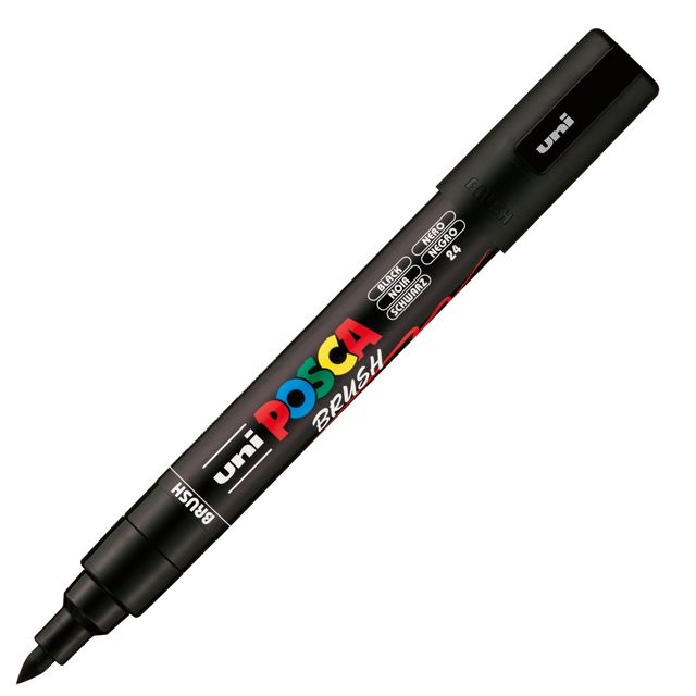 Marcatore a tempera Uni Posca con punta a pennello semi-flessibile 1-4 mm nero …