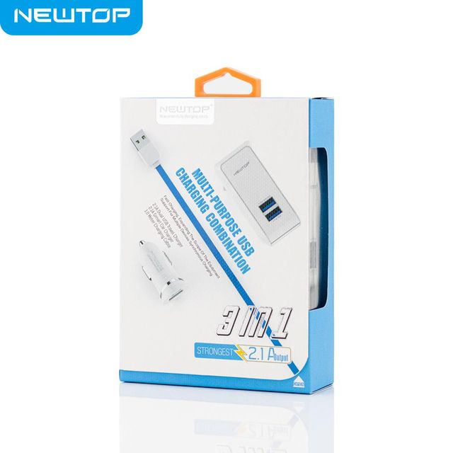 NEWTOP 3 IN1 POWER ADAPTER 2A CON CAVO LIGHTNING