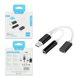 NEWTOP AD12 ADATTATORE SDOPPIATORE TYPE-C/TYPE-C + AUX 3.5F SOLO HUAWEI