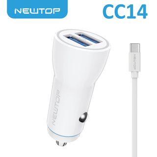 NEWTOP CC14 CARICATORE DA MACCHINA 2USB 3.4A CON CAVO TYPE-C