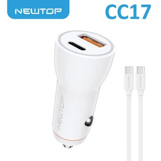 NEWTOP CC17 CARICATORE DA MACCHINA QC18W+ PD 38W CON CAVO TYPE-C/TYPE-C