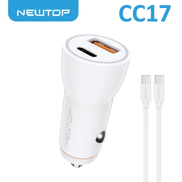NEWTOP CC17 CARICATORE DA MACCHINA QC18W+ PD 38W CON CAVO TYPE-C/TYPE-C