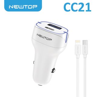 NEWTOP CC21 CARICATORE DA MACCHINA QC3.0 + PD 38W CON CAVO TYPE-C/LIGHTNING