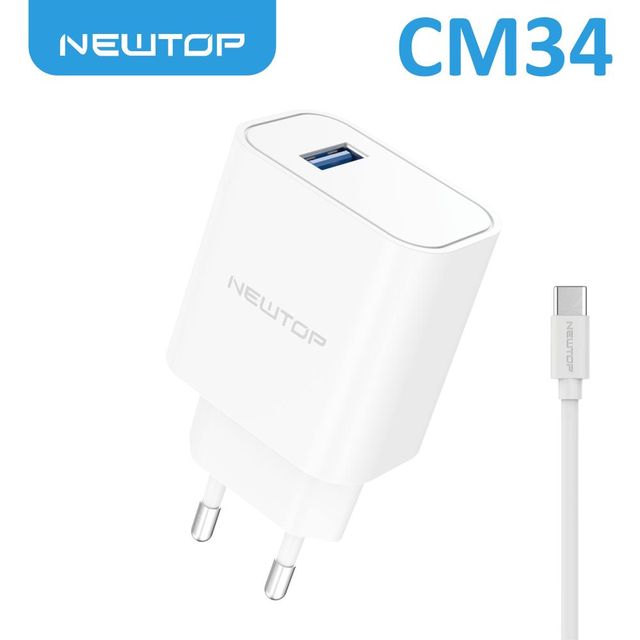 NEWTOP CM34 CARICATORE DA MURO 1 USB 2.1A CON CAVO TYPE-C