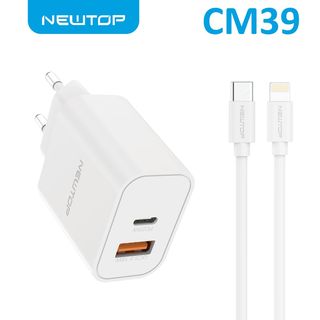 NEWTOP CM39 CARICATORE 25W QC3.0 + PD CON CAVO TYPE-C/LIGHTNING