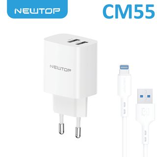 NEWTOP CM55 CARICATORE DA MURO 2USB 5V 2.4A CON CAVO LIGHTNING