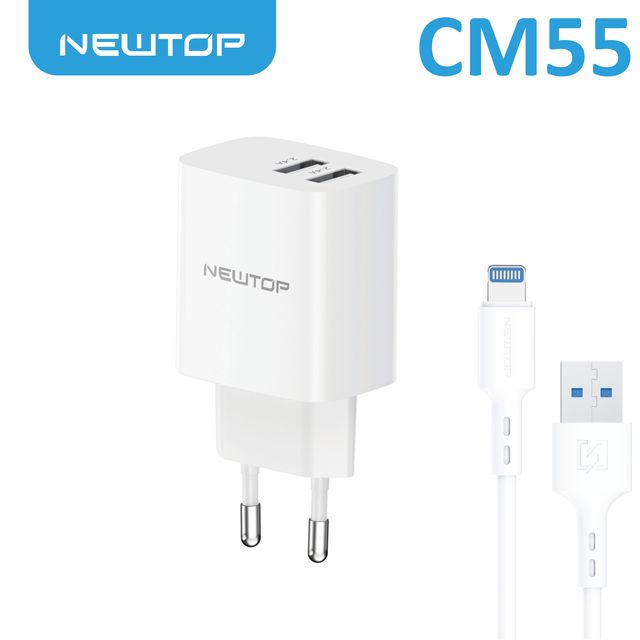 NEWTOP CM55 CARICATORE DA MURO 2USB 5V 2.4A CON CAVO LIGHTNING