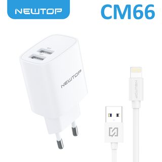 NEWTOP CM66 CARICATORE DA MURO 2USB 5V 2.4A CON CAVO LIGHTNING