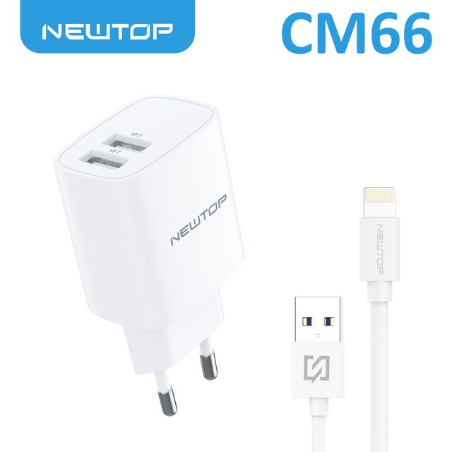 NEWTOP CM66 CARICATORE DA MURO 2USB 5V 2.4A CON CAVO LIGHTNING