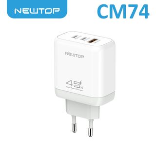NEWTOP CM74 GAN CARICATORE DA MURO USB-A + 2C 45W