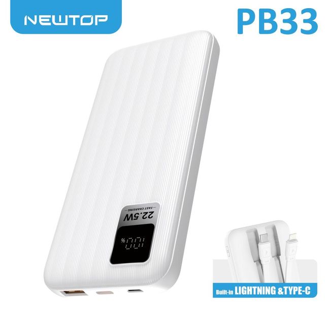 NEWTOP PB33 POWER BANK 22.5W FAST CHARGING CON CAVI 10000MAH BIANCO